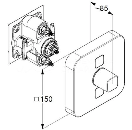 Термостат KLUDI PUSH 387110538 для ванны и душа встраиваемый на 2 потребителя внешняя часть