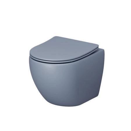 Унитаз Grossman GR-4455BSMS-21 Color (485*365*360) ГОЛУБОЙ МАТОВЫЙ подвесной Безободковый с тонкой крышкой