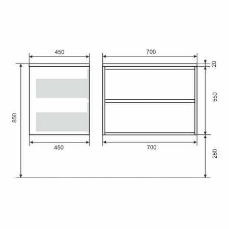 Тумба под раковину  Uperwood Next Premium подвесная, 70 см, белая, 2 ящика