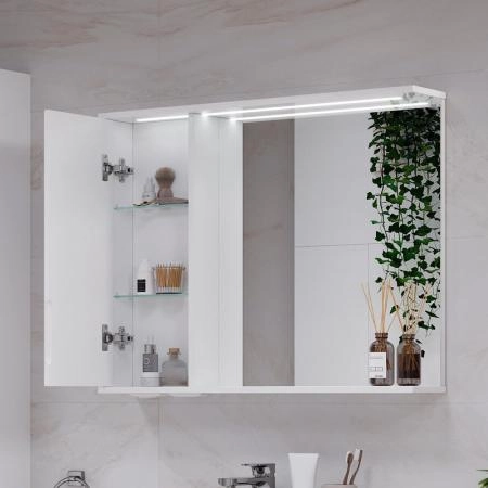 Зеркало-шкаф с LED подсветкой Volna Joli 80 левое (белый)