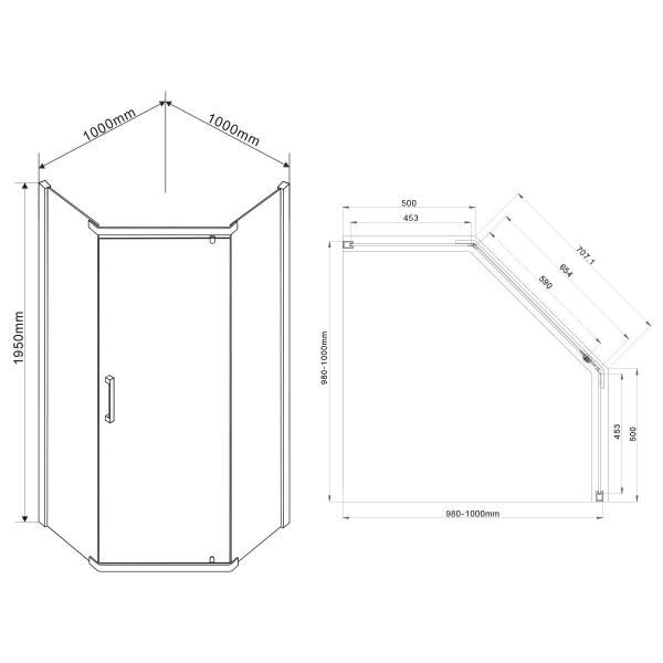 Душевой уголок Vincea Stresa VSP-1S100CH, 1000*1000, хром, стекло шиншилла