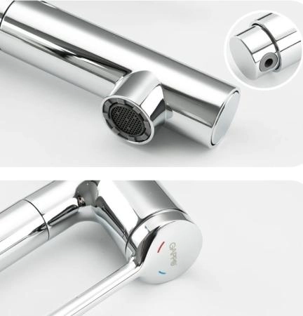 Смеситель для раковины Gappo G1052-70 с выдвижным изливом хром