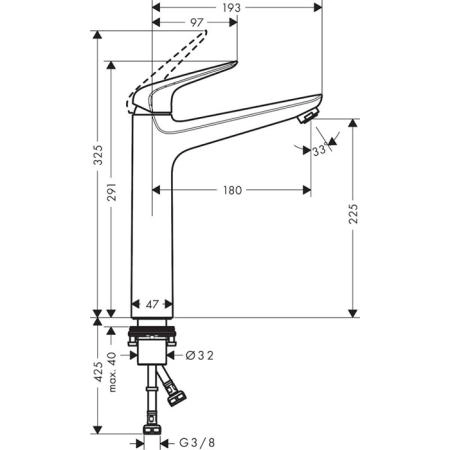 Hansgrohe Novus Смеситель для раковины, на 1 отв., h: 23см., цвет: хром