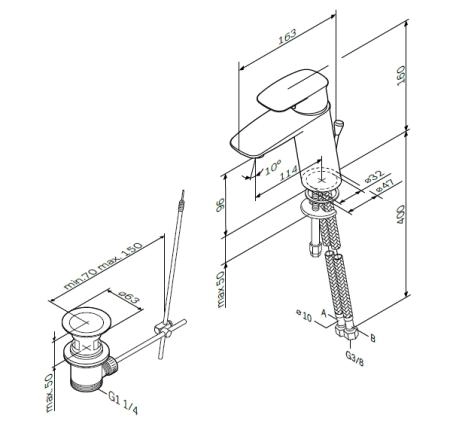 Смеситель для раковины Am.Pm Spirit 2.1 F71A82100 с донным клапаном,хром