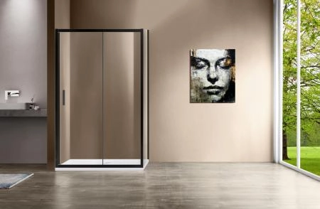 Душевой уголок Vincea Garda VSR-1G8012CLB, 1200*800, черный, стекло прозрачное
