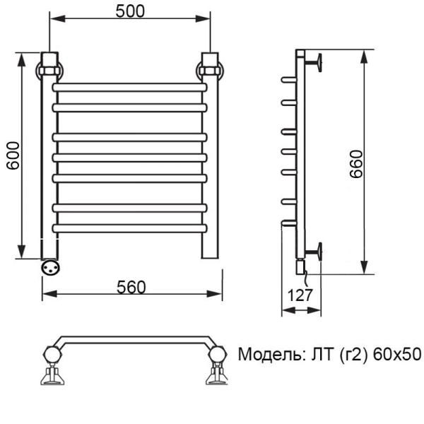 Полотенцесушитель электрический Ника Trapezium ЛТ (г2) 60/50 левый тэн MEG
