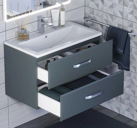 Тумба под раковину для ванной Uperwood Foster 80 см, подвесная, серый графит