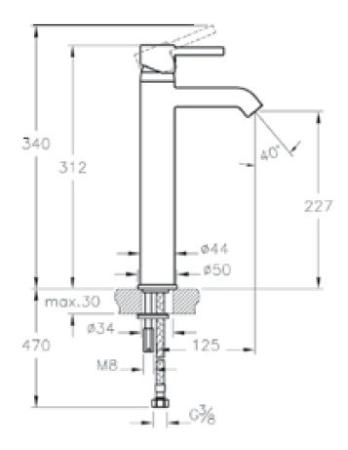 Смеситель Vitra Minimax S A41990EXP для раковины