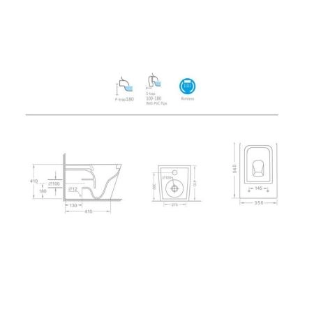 Унитаз CeramaLux NS-3170 54 см приставной безободковый микролифт