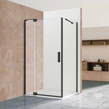 Душевой уголок Vincea Extra VSR-1E809010CLB, 800/900*1000, черный, стекло прозрачное