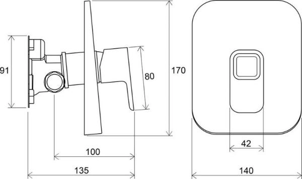 Смеситель встроенный для душа без переключателя Ravak 10° для R-box TD 066.00