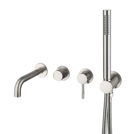 Смеситель встроенный + ручной душ + излив Boheme Uno Nikel Brush 464-3-NB