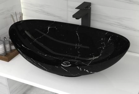 Раковина накладная Marko Ореол Черный мрамор 578мм*380мм*160мм