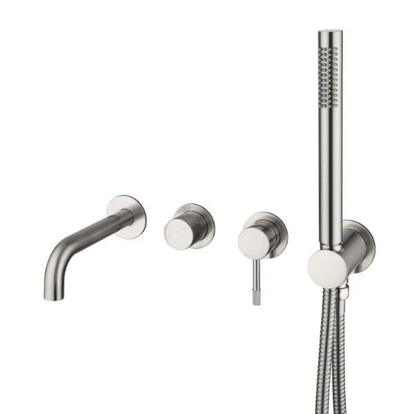 Смеситель встроенный + ручной душ + излив Boheme Uno Nikel Brush 464-3-NB
