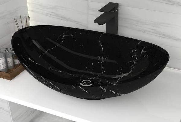 Раковина накладная Marko Ореол Черный мрамор 578мм*380мм*160мм