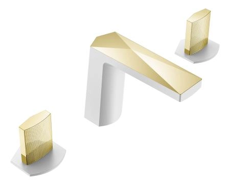 Смеситель врезной на 3отв. Boheme VENTURO белый-золото, ручка TOUCH 150-WG-TOUCH