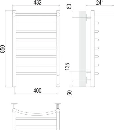 Полотенцесушитель Terminus Классик с/п П8 400х850 электро