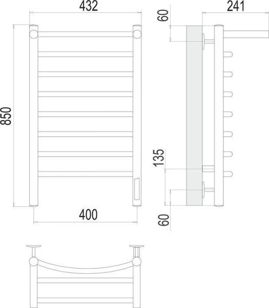 Полотенцесушитель Terminus Классик с/п П8 400х850 электро