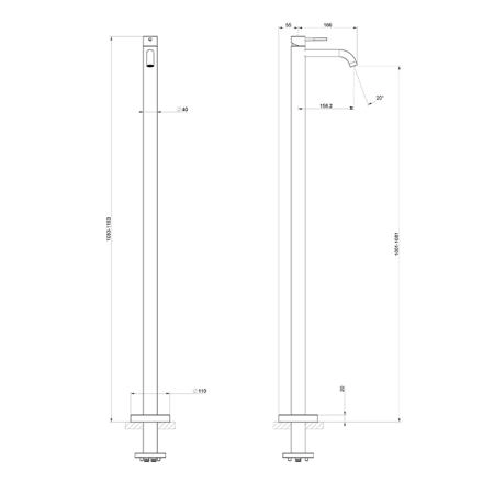 Gessi 316 Смеситель для раковины, напольный, внешняя часть, цвет: Black XL