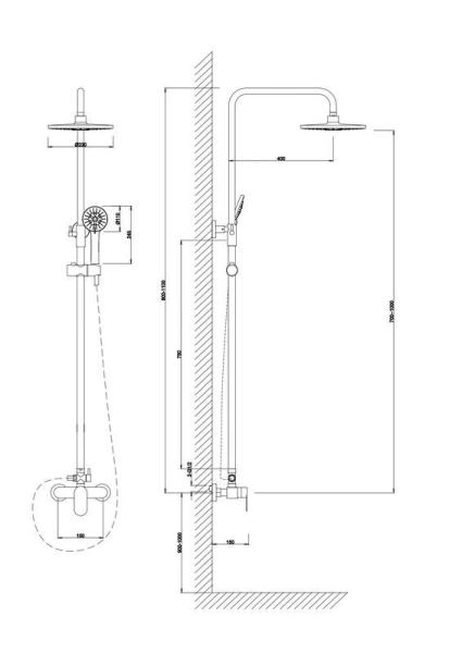 Душевая система ESKO со смесителем ST1200 хром