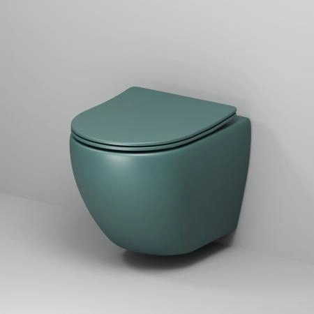Унитаз Grossman GR-4455OLMS Color (485*360*375) ЗЕЛЕНЫЙ МАТОВЫЙ подвесной Безободковый с тонкой крышкой