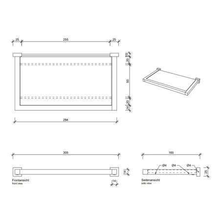 Decor Walther Corner GLA30 Полочка стеклянная 30x16.5см, подвесной, цвет: черный матовый