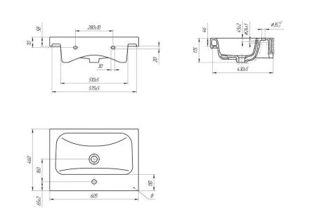 Раковина Cersanit MODUO P-UM-MOD60/1 встраиваемая 60