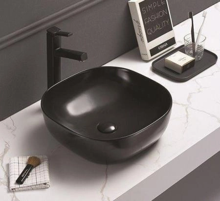 Раковина Ceramalux NC 41x41 Черный матовый, 78107MB овальная