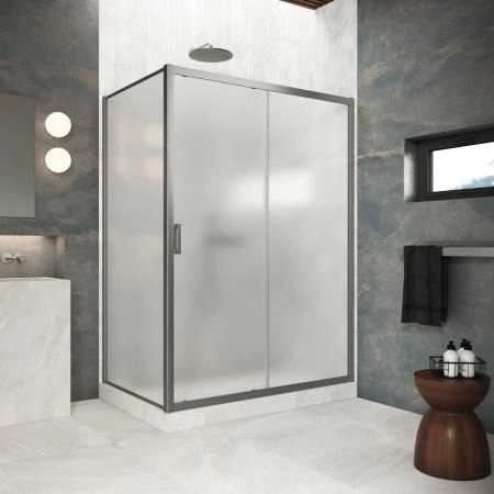 Душевой уголок Vegas-glass ZP+ZPV Protec 120*90 11 10  профиль оружейная сталь  стекло сатин