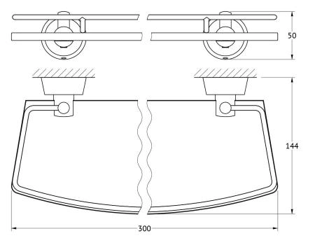 Полка с держателями FBS Vizovice VIZ 013 30 cm матовое стекло, хром