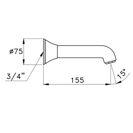 Stella 130 Настенный излив для ванны 0/250, цвет: хром