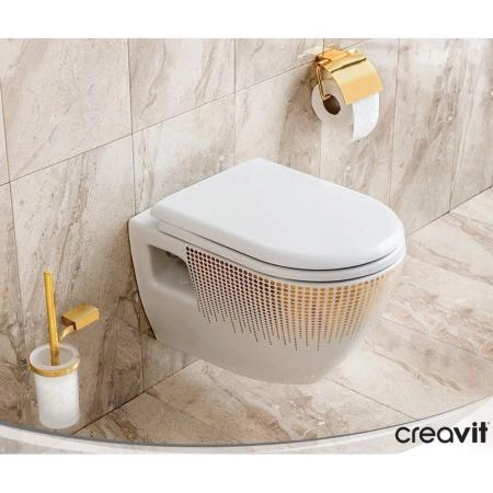 Унитаз CREAVIT Terra DEKOR ЗОЛОТО КРУГИ подвесной TP325-11CB00E-NA00 (сиденье отдельно)
