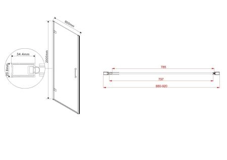 Душевая дверь Vincea Flex VDP-1F900CG, 900, хром, стекло тонированное