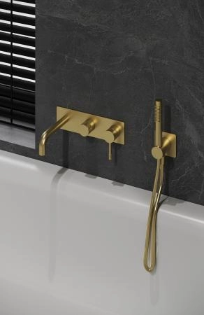 Смеситель встроенный + ручной душ + излив Boheme Uno Matt Gold 464-3-MG