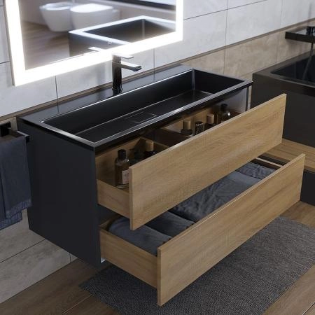 Раковина для ванной Uperwood Barsa 100 см, черная глянцевая