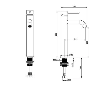 Смеситель на раковину Bronze de Luxe Scandi (1452B) высокий черный