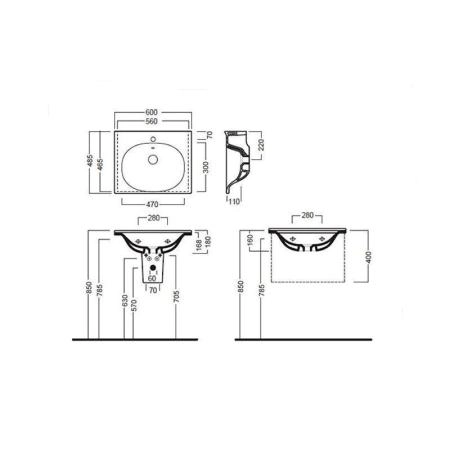 Раковина Hatria LeFiabe Y1BR подвесная 60x48,5