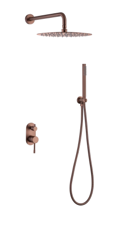 Смеситель встроенный + верхний+ ручной душ Boheme Uno. Copper Brushed 464-CB