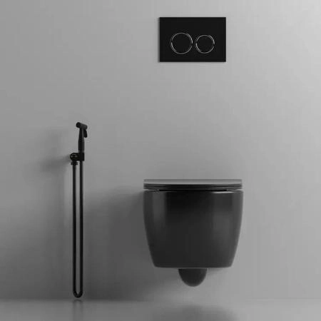 Унитаз Cerutti SPA OGLIO Aria MB подвесной безободковый черный матовый CT9239 (485х365х350)