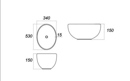 Раковина Sanita luxe Ringo на столешницу 530х340х150 мм RNGSLWB01C
