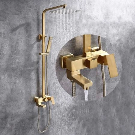Душевая система ABBER Daheim AF8216G с изливом, золото матовое