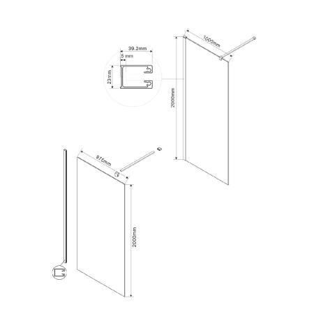 Душевая перегородка Vincea Walk-In VSW-1H100CG,1000*2000, хром, стекло тонированное