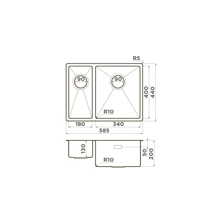 Кухонная мойка Omoikiri Taki 58-2-U/IF-IN-R нерж.сталь/нержавеющая сталь 4993767