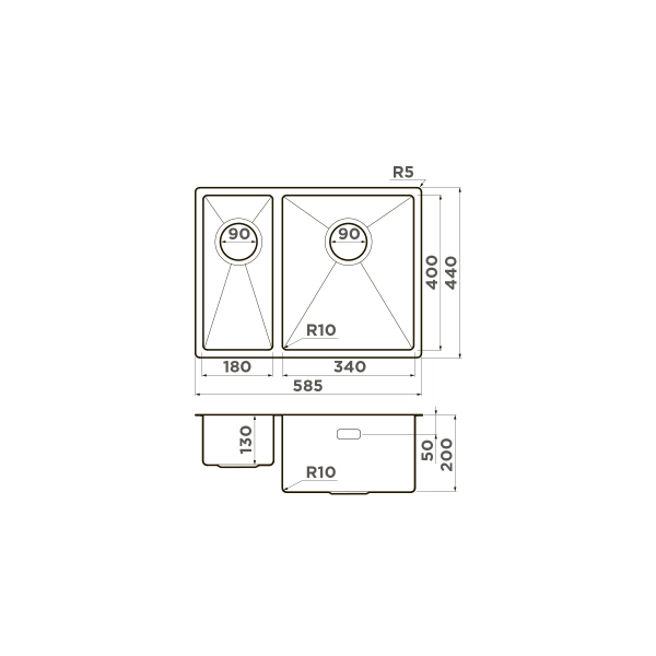 Кухонная мойка Omoikiri Taki 58-2-U/IF-IN-R нерж.сталь/нержавеющая сталь 4993767