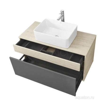 Тумба под раковину AQUATON Лофт Урбан 100 серый графит, дуб орегон 1A247701LQX60