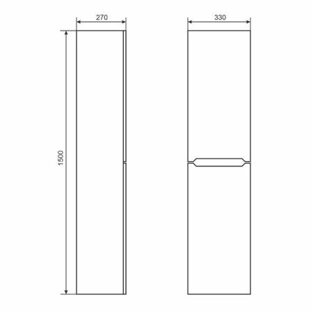 Шкаф-пенал для ванной Uperwood Tanos, 33*27*150 см, подвесной, белый/графит, правый