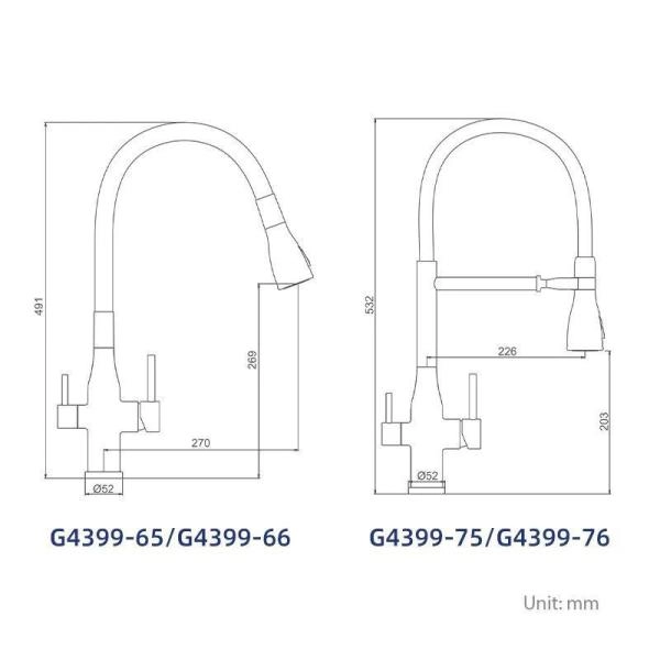 Смеситель Gappo G4399-66 для кухни фильтр д/питьевой воды /черный