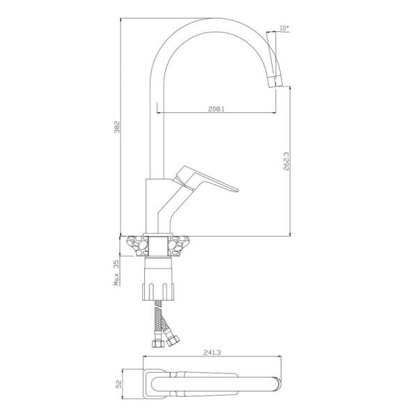 Смеситель OLIVES Aragon 10430AN для кухни,хром