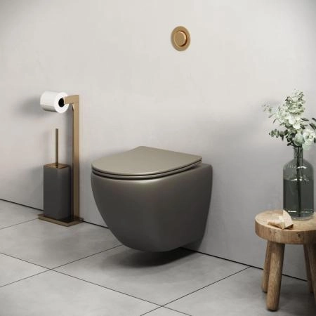 Унитаз Grossman GR-4455GSMS Color (485*365*360) ХАКИ МАТОВЫЙ подвесной Безободковый с тонкой крышкой