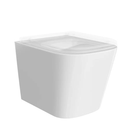 Унитаз Kerama Marazzi CUBO КУБО CU.wc.02 подвесной безободковый с крепежом и сиденьем, белый глянцевый